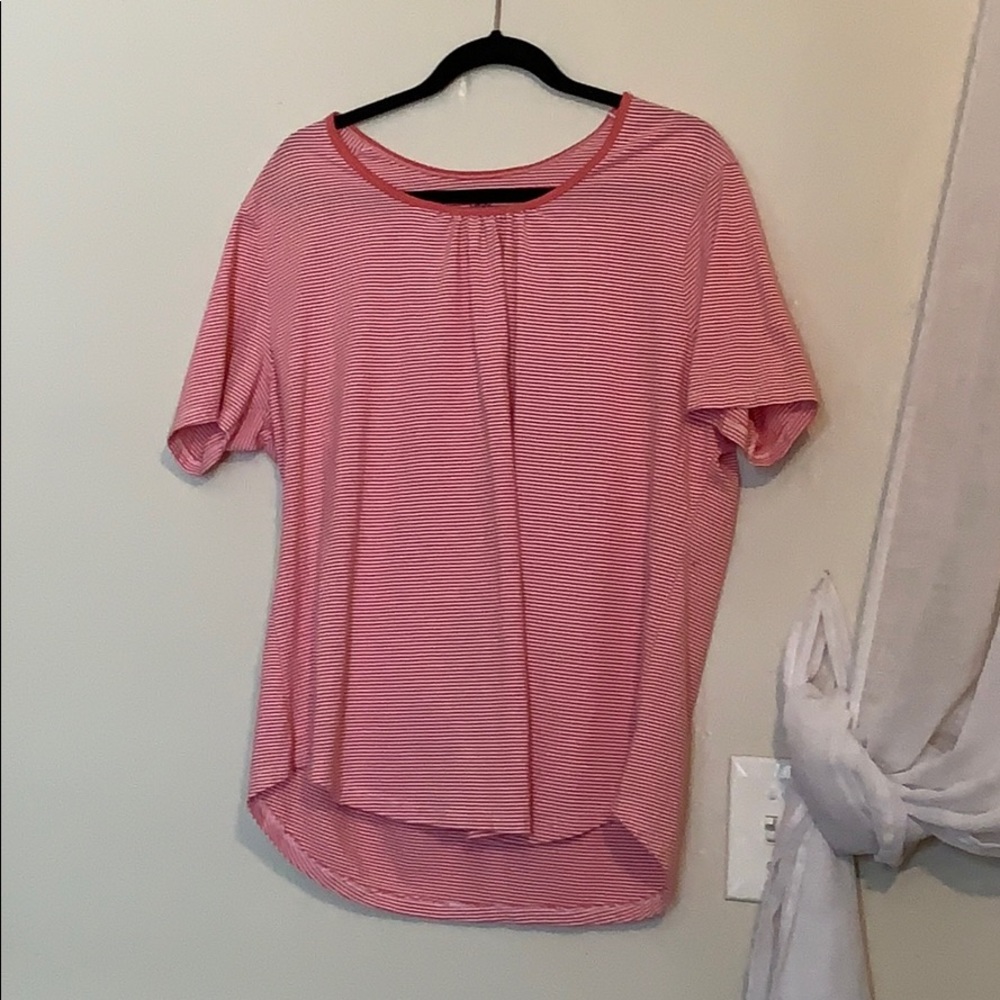 Pink and white striped T